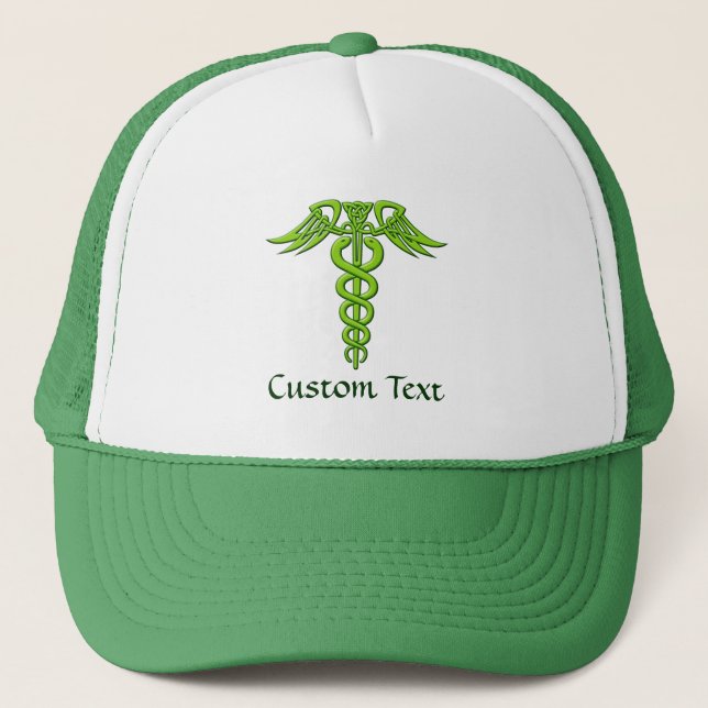 Grönt Celtic Knot Caduceus Keps (Framsida)