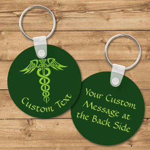 Grönt Celtic Knot Caduceus Keychain Nyckelring