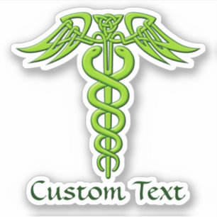 Grönt Celtic Knot Caduceus Klistermärken