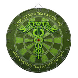 Grönt Celtic Knot Caduceus med Anpassningsbar Text Darttavla