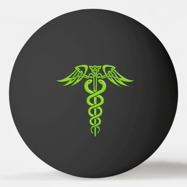 Grönt Celtic Knot Caduceus Pingisboll (Framsidan)