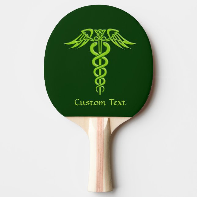 Grönt Celtic Knot Caduceus Pingisracket (Framsidan)
