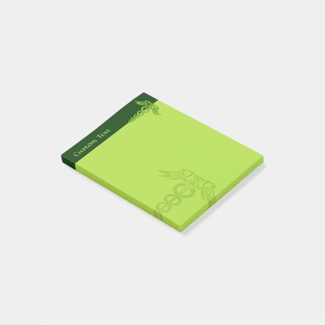 Grönt Celtic Knot Caduceus Post-it Block (Vinklad)