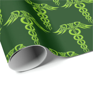 Grönt Celtic Knot Caduceus Presentpapper