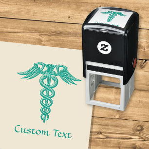 Grönt Celtic Knot Caduceus Självfärgande Stämpel