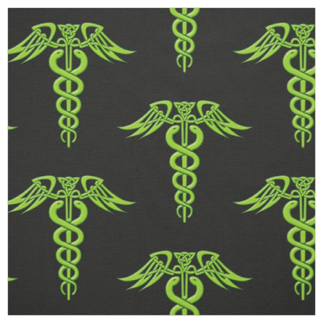 Grönt Celtic Knot Caduceus Tyg (Provkarta)