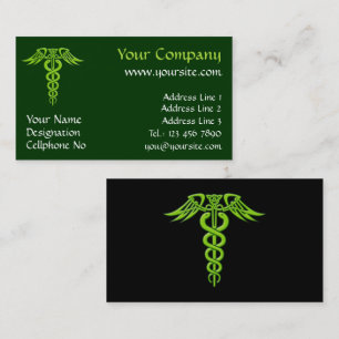 Grönt Celtic Knot Caduceus Visitkort