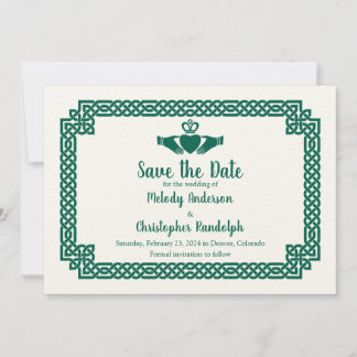 Grönt Celtic Knot Claddagh Bröllop spara datum Datumet