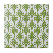 Grönt Celtic Knot Design of White Ceramic Tile