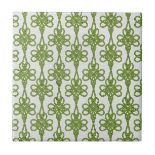 Grönt Celtic Knot Design of White Ceramic Tile Kakelplatta