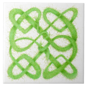 Grönt Celtic Knot Large Ceramic Tile Kakelplatta