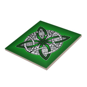 Grönt Celtic Knot Original Art Kakelplatta
