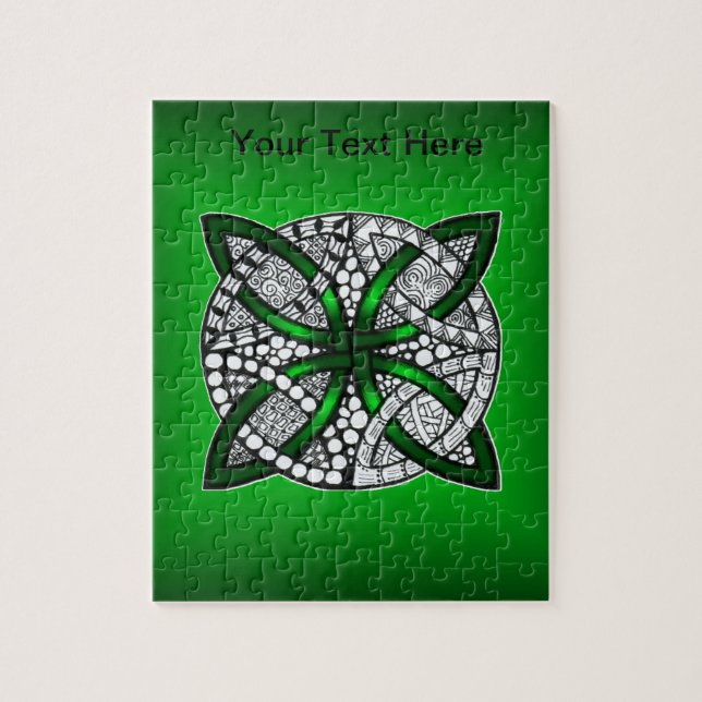 Grönt Celtic Knot Original Art Pussel (Vertikal)