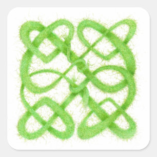 GRÖNT CELTIC KNOT Small Square Stickers Fyrkantigt Klistermärke