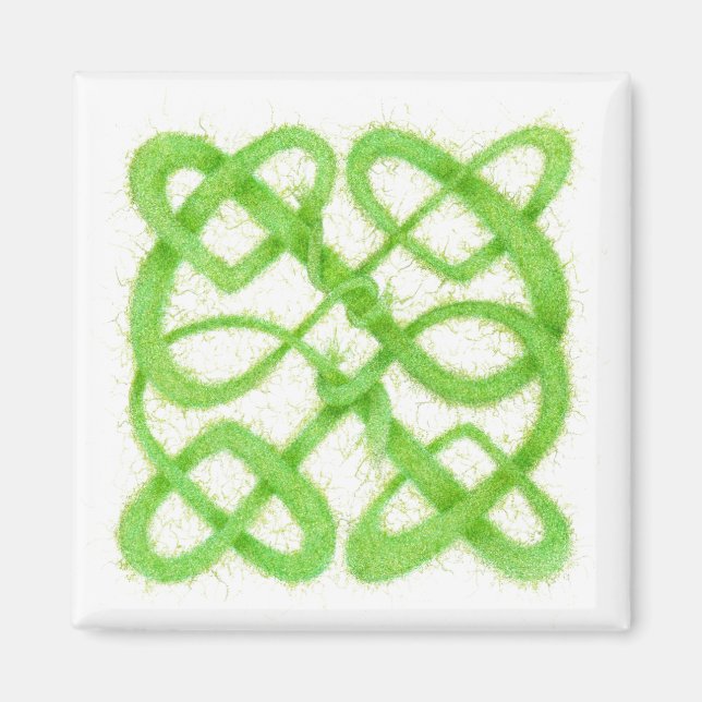 GRÖNT CELTIC KNOT Square Magnet (Framsidan)