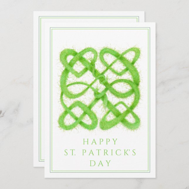 GRÖNT CELTIC KNOT St. Patrick's Day 5x7 Flat Card Julkort (Fram/baksida)