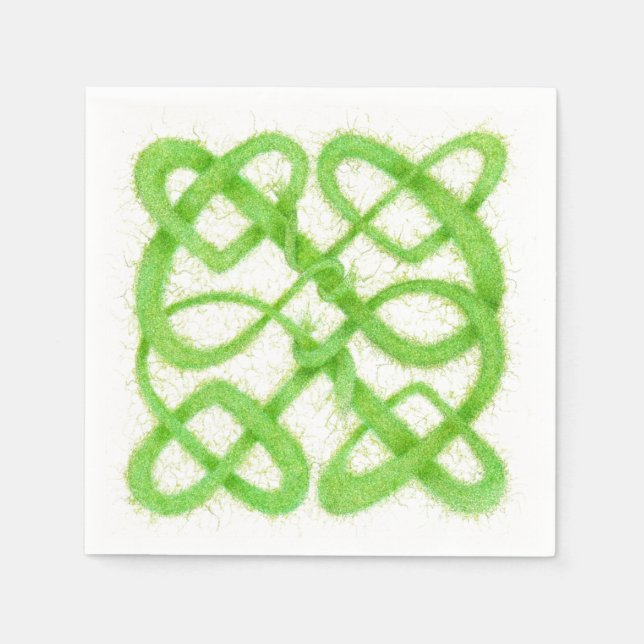 GRÖNT CELTIC KNOT Standard Cocktail Papper Napkins Pappersservett (Framsidan)