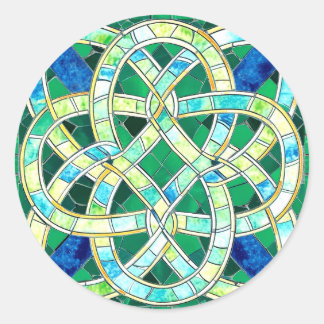 Grönt Celtic Knot Stone Mosaic Runt Klistermärke