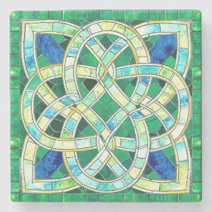 Grönt Celtic Knot Stone Mosaic Stenunderlägg