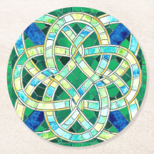 Grönt Celtic Knot Stone Mosaic