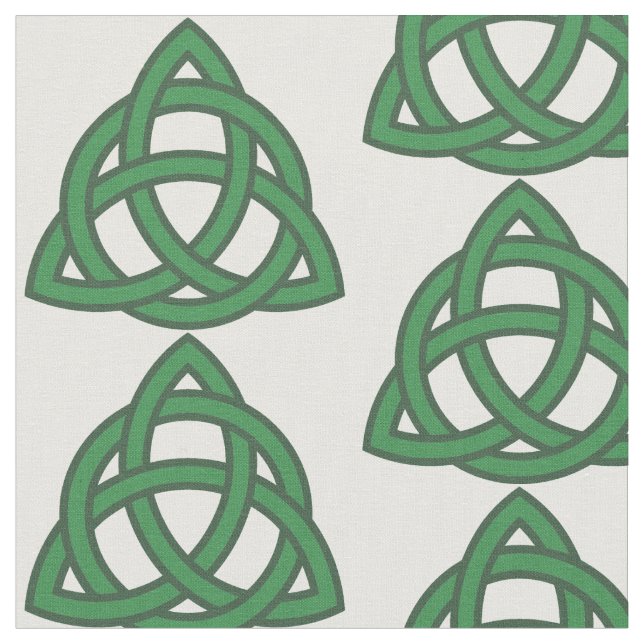 Grönt Celtic Knot Triquetra Mönster Tyg (Närbild)