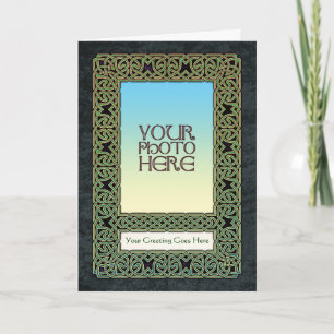 Grönt Celtic Knotwork Photo Ram Greeting Card Kort