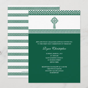 Grönt Celtic Kor First Heliga Communion Call Inbjudningar
