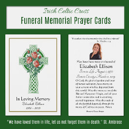Grönt Celtic Kor Funeral Memorial Prayer Visitkort