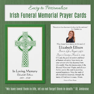 Grönt Celtic Kor Funeral Memorial Prayer Visitkort
