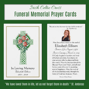 Grönt Celtic Kor Funeral Memorial Prayer Visitkort