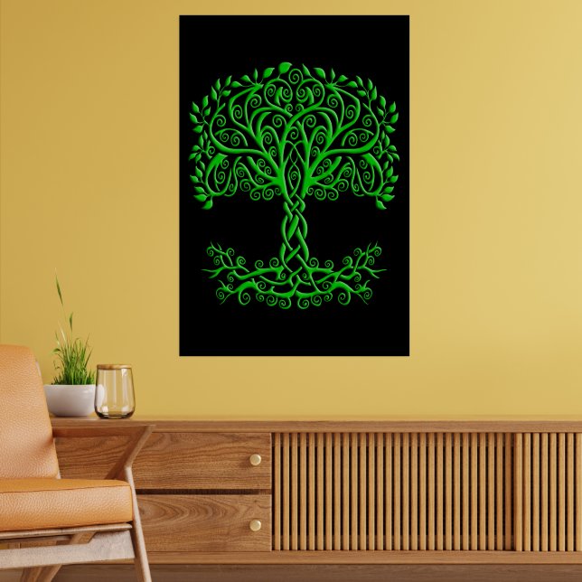 Grönt Celtic Livets träd Poster (Vardagsrum 2)