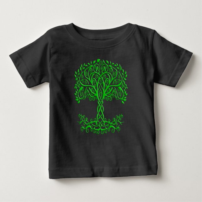 Grönt Celtic Livets träd T Shirt (Framsida)