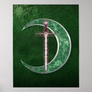 Grönt Celtic Måne Poster