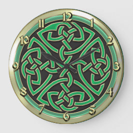 Grönt Celtic Shield Knot Round Wall Clock Stor Klocka