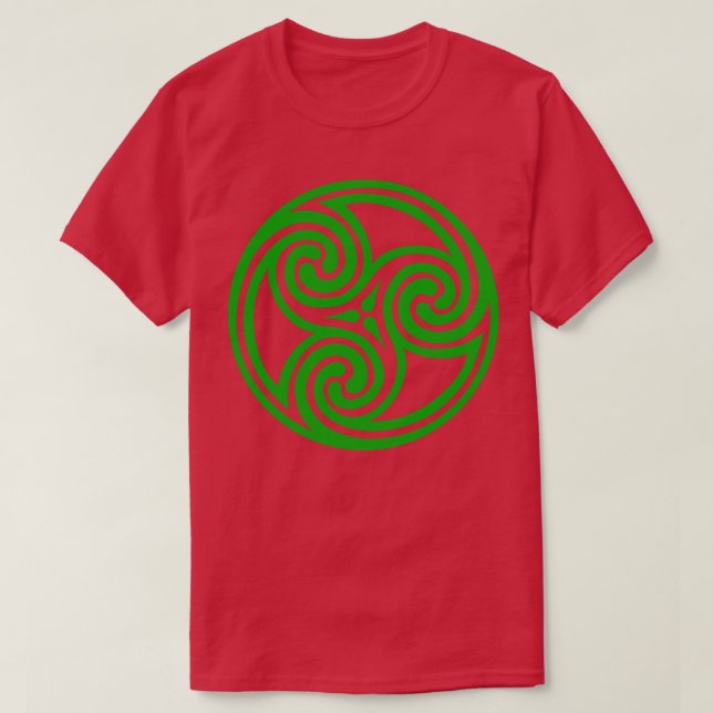 Grönt Celtic Triple Spiral T Shirt (Design framsida)