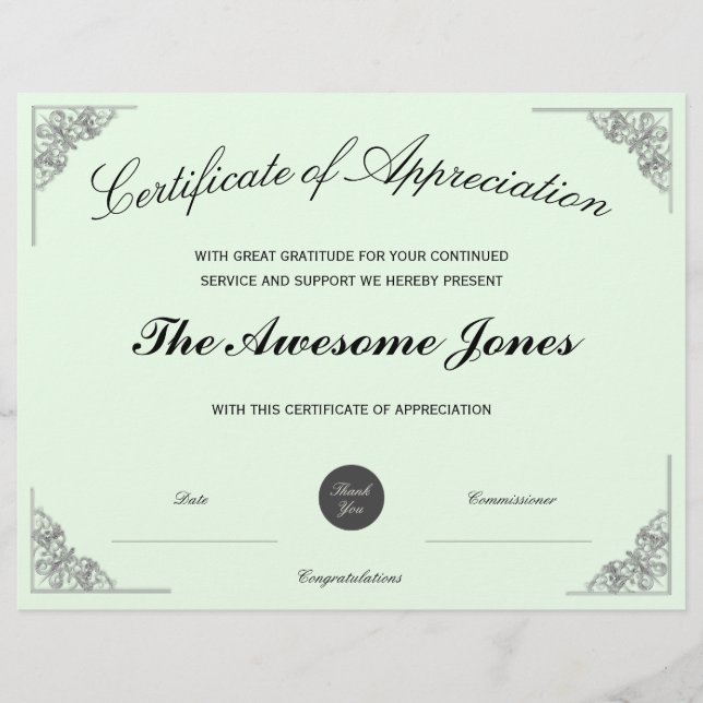 Grönt Certifikat för bedömning med Logotyp Anpassn (Framsida)