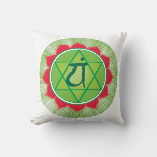 Grönt Chakra Heart Chakra Anahata Pilliow Kudde (Framsida)