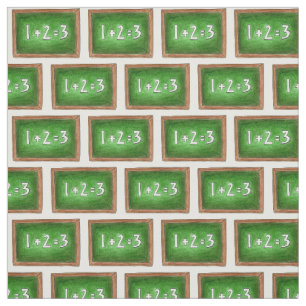 Grönt Chalkboard 1+2=3 Math Teacher School Slate Tyg
