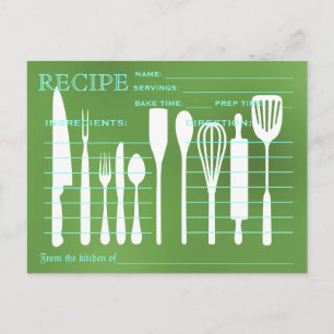 Grönt Chalkboard Retro Recipe Card Kitchen Verktyg Vykort