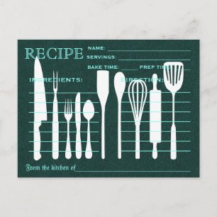 Grönt Chalkboard Retro Recipe Card Kitchen Verktyg Vykort