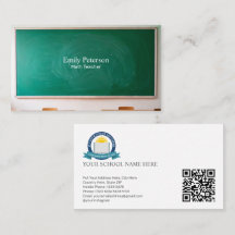 Grönt Chalkboard School Teacher med QR-kod