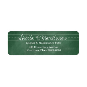 Grönt Chalkboard Teacher Tutor Returadress Etikett