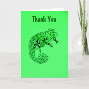 Grönt chameleon bläck Tack Kort