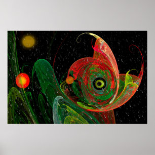 Grönt Chameleon Fractal Art Poster