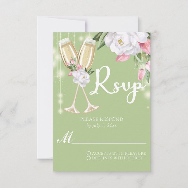 Grönt Champagne Blommigt 30års födelsedag OSA Kort (Framsida)