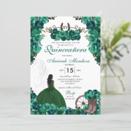 Grönt Charra Ranch & Horse Quinceañera Inbjudningar