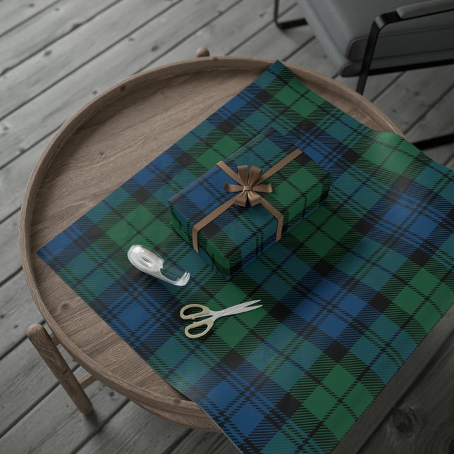Grönt Check Play Rustic Classic Campbell Tartan Presentpapper (Plaid Clan Campbell Tartan Wrapping Paper)