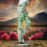Grönt Checkded Watercolor Mönster Leggings<br><div class="desc">Modern formgivning med en natur inspirerade geometriskt mönster i sidled med en subtil vattenfärgseffekt i olika gröntar.</div>