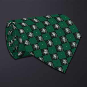 Grönt Checkerboard Photo Mönster 1 Photo Neck Tie Slips