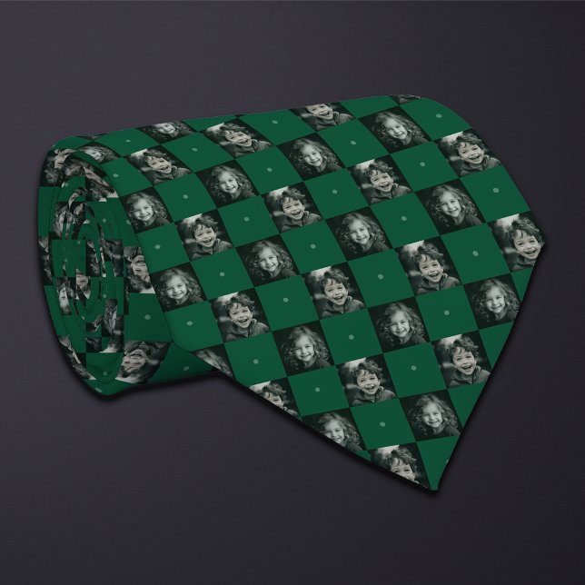 Grönt Checkerboard Photo Mönster 2 Photo Neck Tie Slips (Skapare uppladdad)